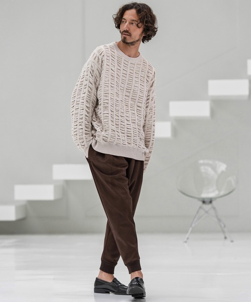 CAMBIO(カンビオ)の「mp13860-Suede Like Back Shaggy Ponti Jogger Pants ジョガーパンツ(その他パンツ・メンズ・ブラック/ブラウン・S/M/L)」の12枚目の写真