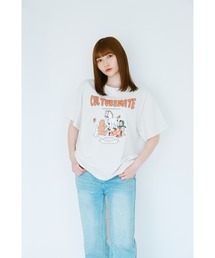 tシャツ アニマルキャラプリントレトロ風オーバーサイズT半袖シャツ レディース アニマルキャラプリントレトロ風オーバーサイズT半袖シャツ（T