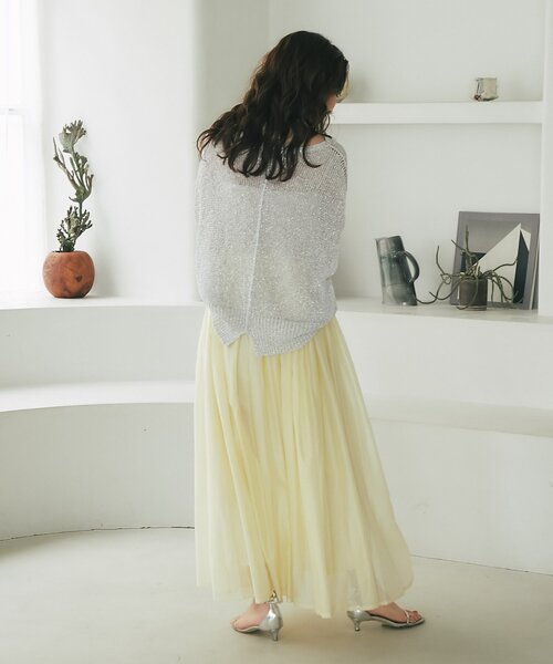 La boutique BonBon ニュアンスギャザーシアースカート セール】【セットアップ可・ロングシーズン着れる】ニュアンス