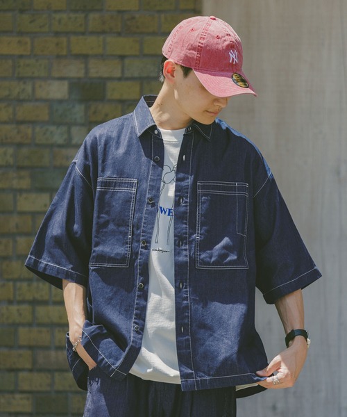 RAGEBLUE(レイジブルー)の「<接触冷感>【BREEZY DENIM/ブリージーデニム】ステッチデニムシャツ【セットアップ対応】(シャツ/ブラウス・メンズ・ブラック/ネイビー・LARGE/MEDIUM)」の10枚目の写真