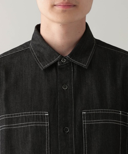 RAGEBLUE(レイジブルー)の「<接触冷感>【BREEZY DENIM/ブリージーデニム】ステッチデニムシャツ【セットアップ対応】(シャツ/ブラウス・メンズ・ブラック/ネイビー・LARGE/MEDIUM)」の14枚目の写真