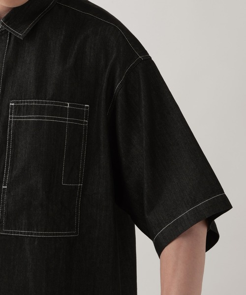 RAGEBLUE(レイジブルー)の「<接触冷感>【BREEZY DENIM/ブリージーデニム】ステッチデニムシャツ【セットアップ対応】(シャツ/ブラウス・メンズ・ブラック/ネイビー・LARGE/MEDIUM)」の15枚目の写真