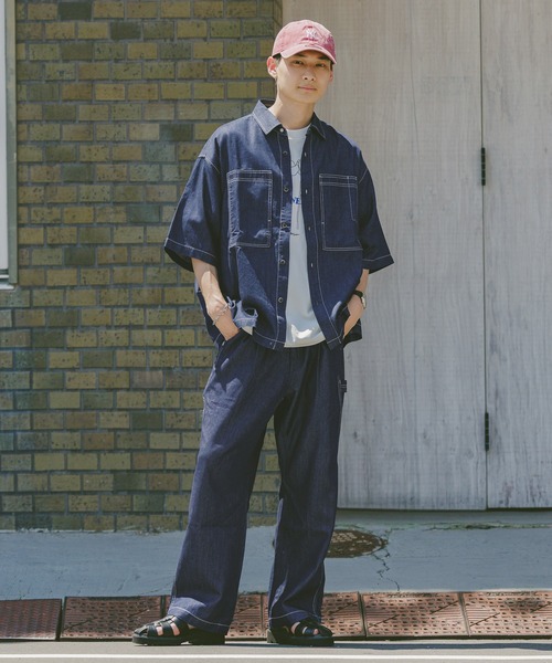 RAGEBLUE(レイジブルー)の「<接触冷感>【BREEZY DENIM/ブリージーデニム】ステッチデニムシャツ【セットアップ対応】(シャツ/ブラウス・メンズ・ブラック/ネイビー・LARGE/MEDIUM)」の7枚目の写真