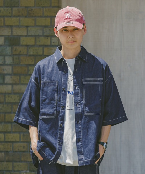 RAGEBLUE(レイジブルー)の「<接触冷感>【BREEZY DENIM/ブリージーデニム】ステッチデニムシャツ【セットアップ対応】(シャツ/ブラウス・メンズ・ブラック/ネイビー・LARGE/MEDIUM)」の9枚目の写真