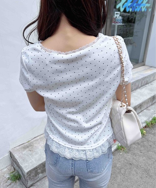 INGNI(イング)の「裾レース胸プレート付リブトップス(Tシャツ/カットソー・レディース・ブラック系その他4/ホワイト系その他/ブラック/オフホワイト/グレー・M)」の15枚目の写真