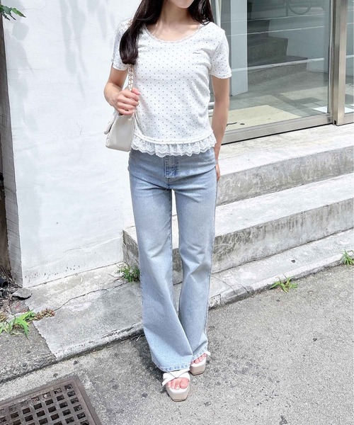 INGNI(イング)の「裾レース胸プレート付リブトップス(Tシャツ/カットソー・レディース・ブラック系その他4/ホワイト系その他/ブラック/オフホワイト/グレー・M)」の16枚目の写真