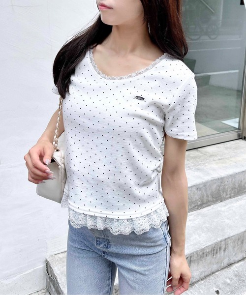 INGNI(イング)の「裾レース胸プレート付リブトップス(Tシャツ/カットソー・レディース・ブラック系その他4/ホワイト系その他/ブラック/オフホワイト/グレー・M)」の13枚目の写真