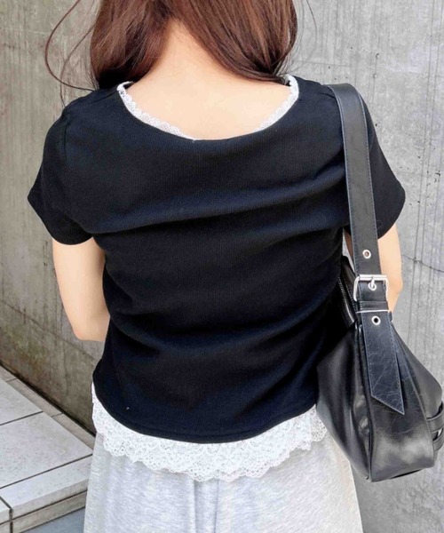 INGNI(イング)の「裾レース胸プレート付リブトップス(Tシャツ/カットソー・レディース・ブラック系その他4/ホワイト系その他/ブラック/オフホワイト/グレー・M)」の20枚目の写真