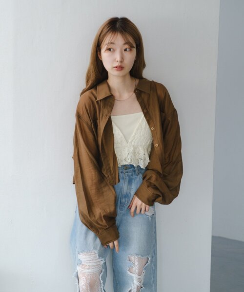 S.Mサイズ展開】シアーベーシックシャツ（シャツ/ブラウス）｜Kastane