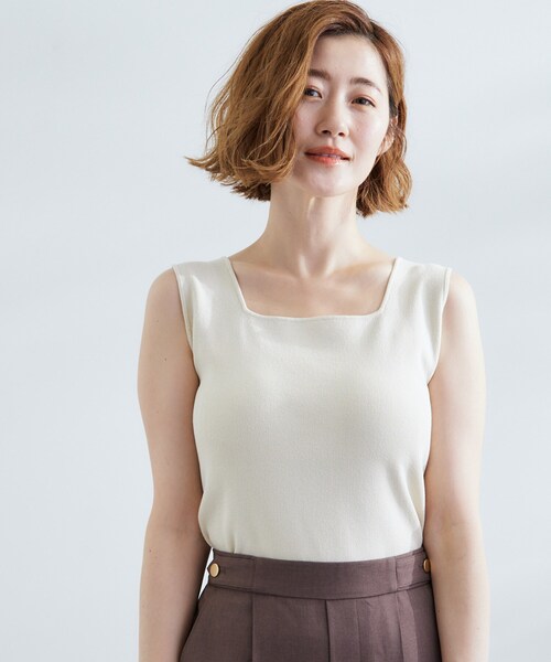 grove（グローブ）の「2WAYスクエアネックタンク（タンクトップ・レディース・ブラック/オフホワイト/ベージュ系4・01/02/03/04/05）」の4枚目の写真