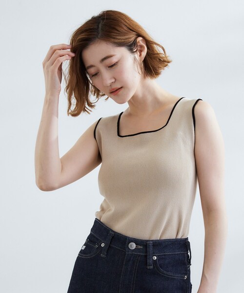 grove（グローブ）の「2WAYスクエアネックタンク（タンクトップ・レディース・ブラック/オフホワイト/ベージュ系4・01/02/03/04/05）」の12枚目の写真