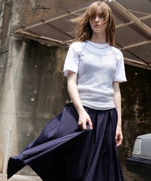LE CIEL BLEU★未使用 タフタラッフルスリーブトップス ルシェルブルー LE CIEL BLEU - LE CIEL BLEU サイドタックスリットトップスの