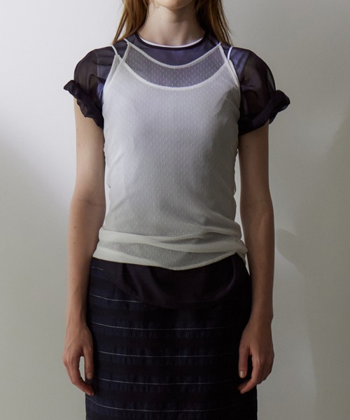 LE CIEL BLEU(ルシェルブルー)の「レイヤードキャミトップ / Layered Cami Top(キャミソール・レディース・オフホワイト/ライトブルー/ブラック・36)」の7枚目の写真