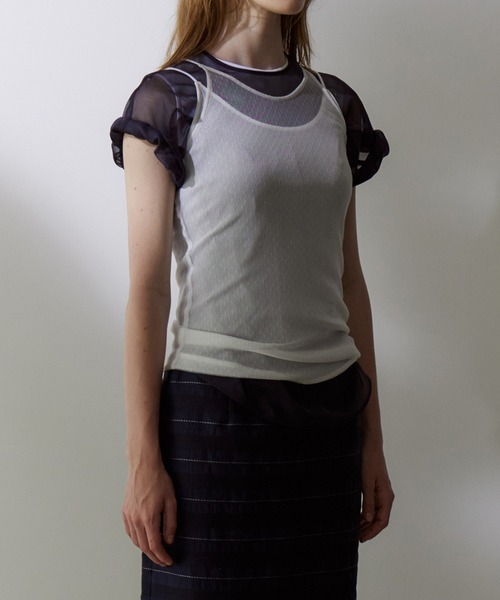 LE CIEL BLEU(ルシェルブルー)の「レイヤードキャミトップ / Layered Cami Top(キャミソール・レディース・オフホワイト/ライトブルー/ブラック・36)」の6枚目の写真