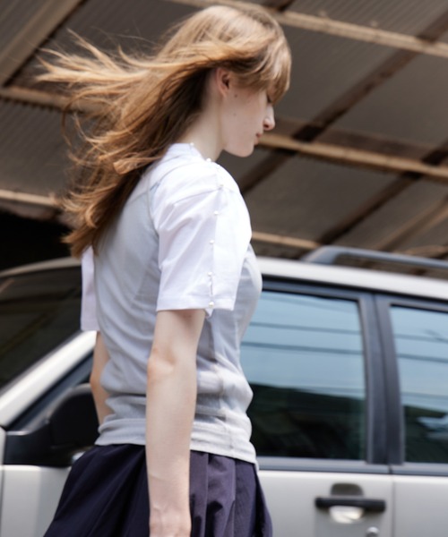 LE CIEL BLEU(ルシェルブルー)の「レイヤードキャミトップ / Layered Cami Top(キャミソール・レディース・オフホワイト/ライトブルー/ブラック・36)」の14枚目の写真