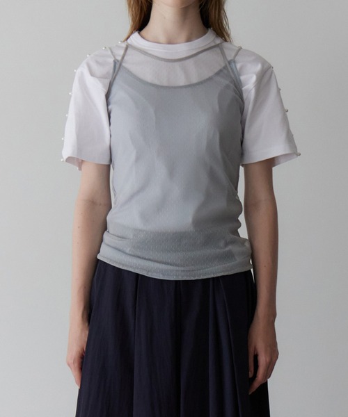 LE CIEL BLEU(ルシェルブルー)の「レイヤードキャミトップ / Layered Cami Top(キャミソール・レディース・オフホワイト/ライトブルー/ブラック・36)」の18枚目の写真