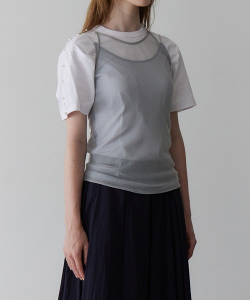 LE CIEL BLEU(ルシェルブルー)の「レイヤードキャミトップ / Layered Cami Top(キャミソール・レディース・オフホワイト/ライトブルー/ブラック・36)」の17枚目の写真