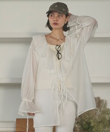 loin nuit(jC)choker ruffle sheer blouse / `[J[btVA[uEX(Vc/uEX)