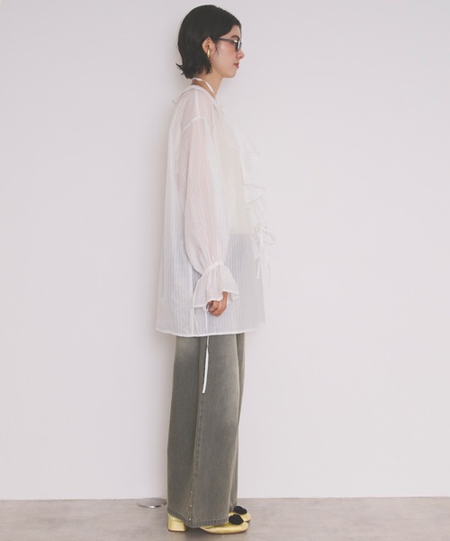 loin nuit（ロワンニュイ）の「choker ruffle sheer blouse / チョーカーラッフルシアーブラウス（シャツ/ブラウス・レディース・イエロー/ホワイト/ブラック/ピンク・FREE）」の21枚目の写真