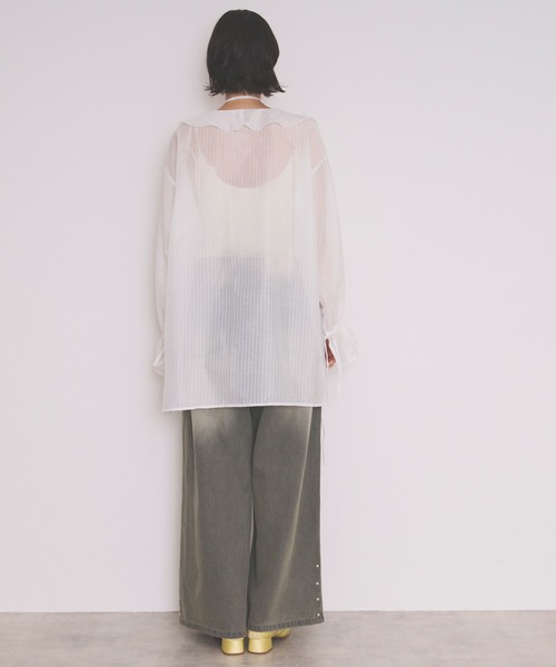loin nuit（ロワンニュイ）の「choker ruffle sheer blouse / チョーカーラッフルシアーブラウス（シャツ/ブラウス・レディース・イエロー/ホワイト/ブラック/ピンク・FREE）」の22枚目の写真