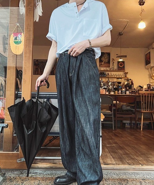 NOWLE（ノウル）の「【NOWLE】スナップボタン ヘンリーネック 半袖 Tシャツ（Tシャツ/カットソー・メンズ・ホワイト/ダークグレー/ブラック/アッシュ・MEDIUM/LARGE/X-LARGE）」の17枚目の写真