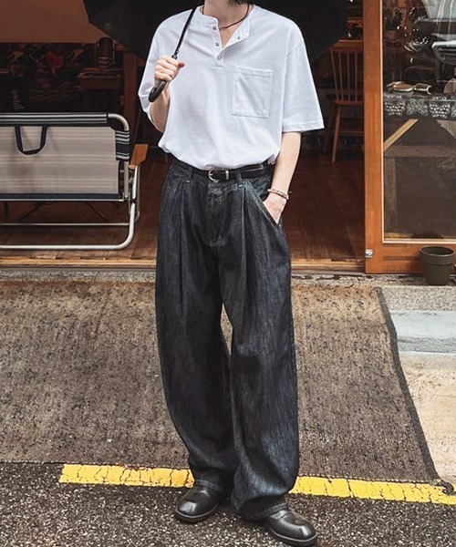 NOWLE（ノウル）の「【NOWLE】スナップボタン ヘンリーネック 半袖 Tシャツ（Tシャツ/カットソー・メンズ・ホワイト/ダークグレー/ブラック/アッシュ・MEDIUM/LARGE/X-LARGE）」の7枚目の写真