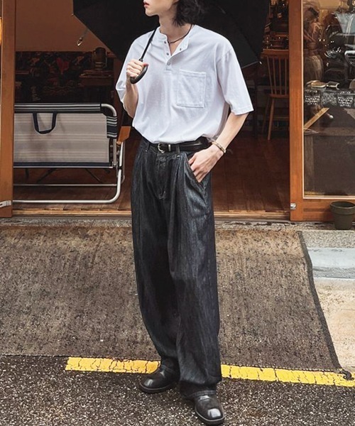 NOWLE（ノウル）の「【NOWLE】スナップボタン ヘンリーネック 半袖 Tシャツ（Tシャツ/カットソー・メンズ・ホワイト/ダークグレー/ブラック/アッシュ・MEDIUM/LARGE/X-LARGE）」の22枚目の写真