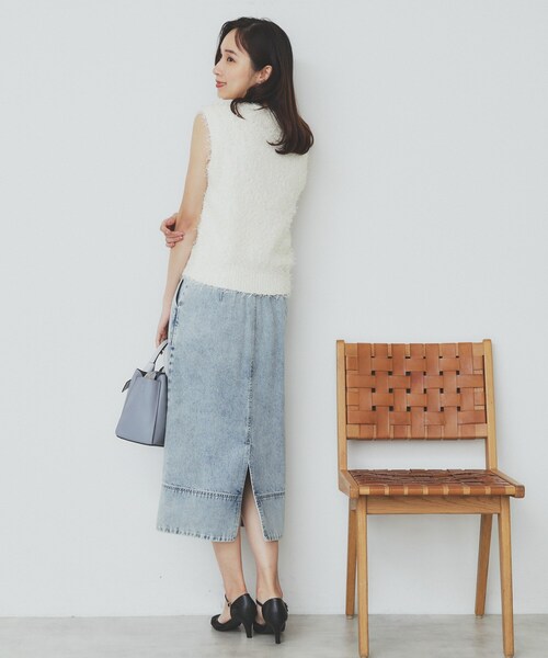 index（インデックス）の「《Can Cam掲載》フリンジシャギーコンパクトベスト【洗濯機洗い可】（ベスト・レディース・パープル/ブラック/オフホワイト・40/38/42）」の7枚目の写真