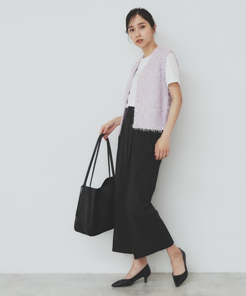 index（インデックス）の「《Can Cam掲載》フリンジシャギーコンパクトベスト【洗濯機洗い可】（ベスト・レディース・パープル/ブラック/オフホワイト・40/38/42）」の16枚目の写真