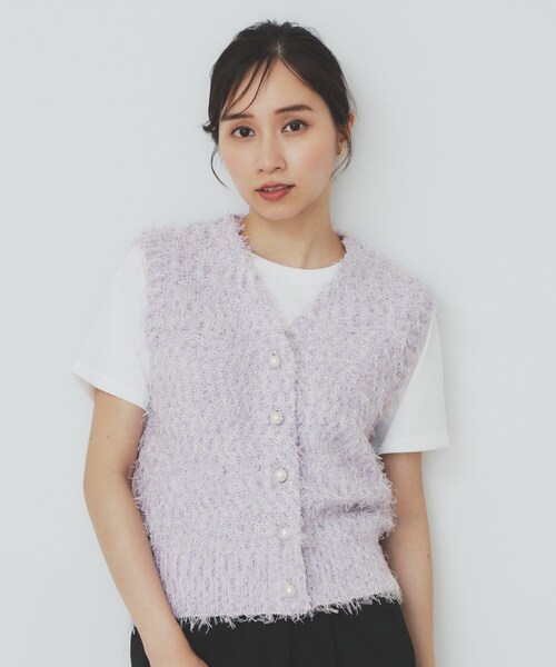 index（インデックス）の「《Can Cam掲載》フリンジシャギーコンパクトベスト【洗濯機洗い可】（ベスト・レディース・パープル/ブラック/オフホワイト・40/38/42）」の20枚目の写真