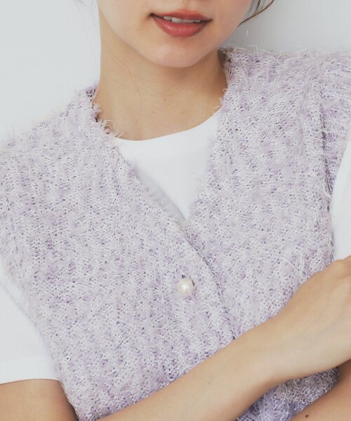 index（インデックス）の「《Can Cam掲載》フリンジシャギーコンパクトベスト【洗濯機洗い可】（ベスト・レディース・パープル/ブラック/オフホワイト・40/38/42）」の22枚目の写真