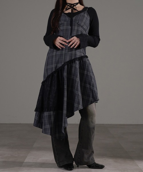 apres jour mignon（アプレジュールミニョン）の「レースコンビイレヘムワンピース（ワンピース・レディース・ダークブラウン/モカ/オフホワイト/ブラック/ブラウン系その他/その他・X-LARGE/フリー）」の3枚目の写真