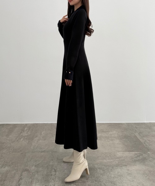 セール】シャギーカラーフレアニットワンピース（ワンピース）｜CENEA