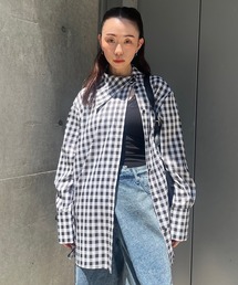 【Original Design】デザインチェックシャツ/アシンメトリーデザイン/オーバーシャツ《動画あり》