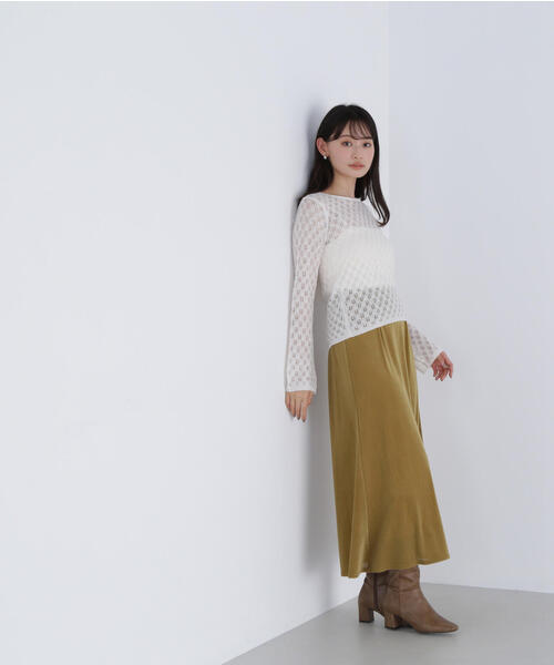 NATURAL BEAUTY BASIC(ナチュラルビューティーベーシック)の「◇ベロアライクナロースカート(スカート・レディース・ライトグリーン/ダークブラウン/ベージュ・MEDIUM/P/S)」の11枚目の写真