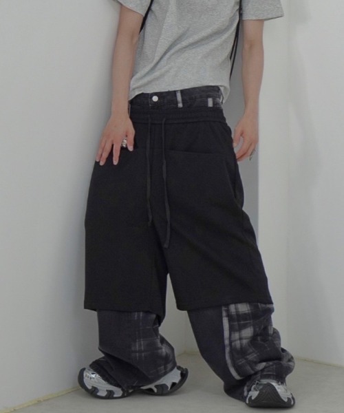 Never mind the XU / Chikashitsu+(ネバーマインド ザ エックスユー / チカシツプラス)の「【Nerd out XU】straight loose sweat shorts / 【ナードアウトエックスユー】ストレートルーズワイドスウェットハーフパンツ(スウェットパンツ・メンズ・グレー/ブラック・M/XL)」の3枚目の写真