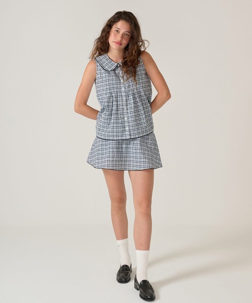 TINA：JOJUN（ティーナジョジュン）の「フラットカラー ノースリーブ ブラウス TINA：JOJUN（シャツ/ブラウス・レディース・ネイビー/レッド・M）」の6枚目の写真