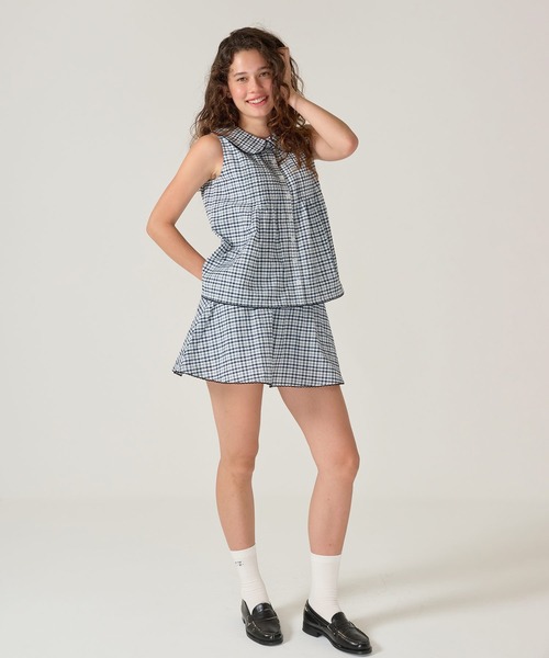 TINA：JOJUN（ティーナジョジュン）の「フラットカラー ノースリーブ ブラウス TINA：JOJUN（シャツ/ブラウス・レディース・ネイビー/レッド・M）」の5枚目の写真