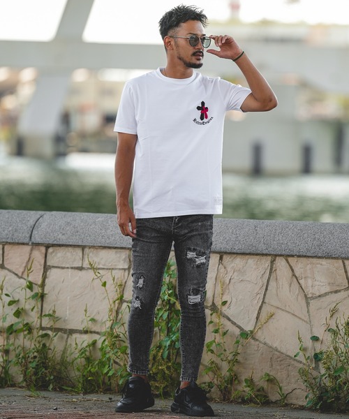 adamsJUGGLER（アダムスジャグラー）の「RTEGシェニールクロスティー（Tシャツ/カットソー・メンズ・ブラック/ホワイト・S/M/L/XL/XXL）」の6枚目の写真