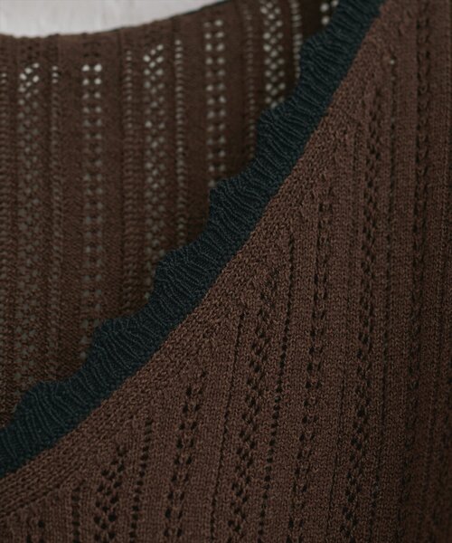 natural couture（ナチュラルクチュール）の「配色リボン透かし編みカーディガン（カーディガン/ボレロ・レディース・ブラック/ブラウン/オフホワイト・FREE）」の19枚目の写真
