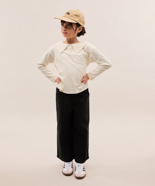 ROPE' PICNIC（ロペピクニック）の「【KIDS/キッズ】【吸水速乾】セーラーカラートップス（Tシャツ/カットソー・キッズ・ブラック/オフホワイト・S/M/L）」の21枚目の写真