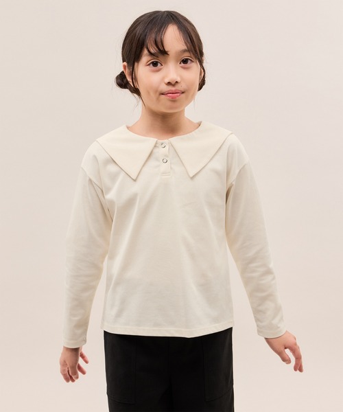 ROPE' PICNIC（ロペピクニック）の「【KIDS/キッズ】【吸水速乾】セーラーカラートップス（Tシャツ/カットソー・キッズ・ブラック/オフホワイト・S/M/L）」の22枚目の写真