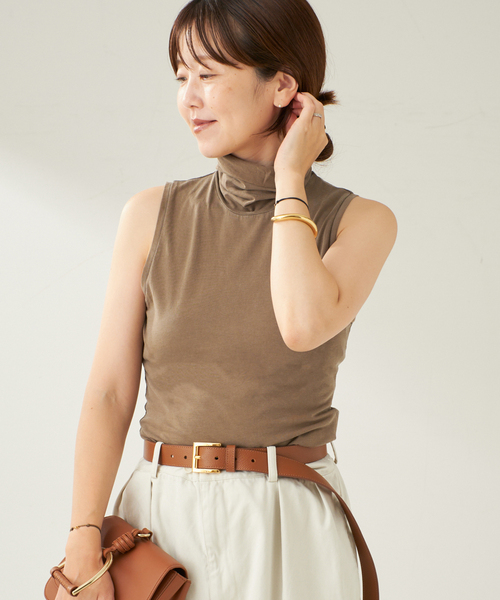 plage(プラージュ)の「ASHER / アッシャー Tessa Turtleneck タンク(Tシャツ/カットソー・レディース・スミクロ/モカ・FREE)」の2枚目の写真