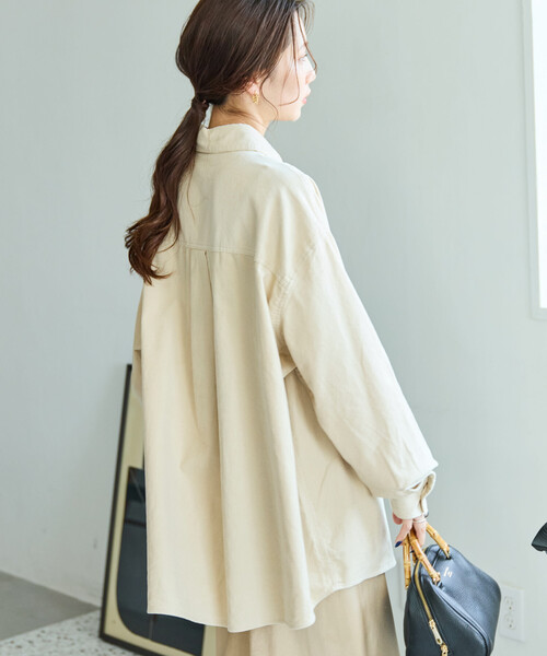 FREAK'S STORE（フリークスストア）の「限定展開　コーデュロイ オーバー シャツ（シャツ/ブラウス・レディース・ナチュラル/ベージュ/ブラック/サックスブルー・ﾌﾘ-）」の3枚目の写真