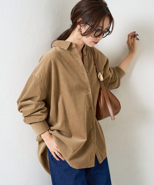 FREAK'S STORE（フリークスストア）の「限定展開　コーデュロイ オーバー シャツ（シャツ/ブラウス・レディース・ナチュラル/ベージュ/ブラック/サックスブルー・ﾌﾘ-）」の12枚目の写真