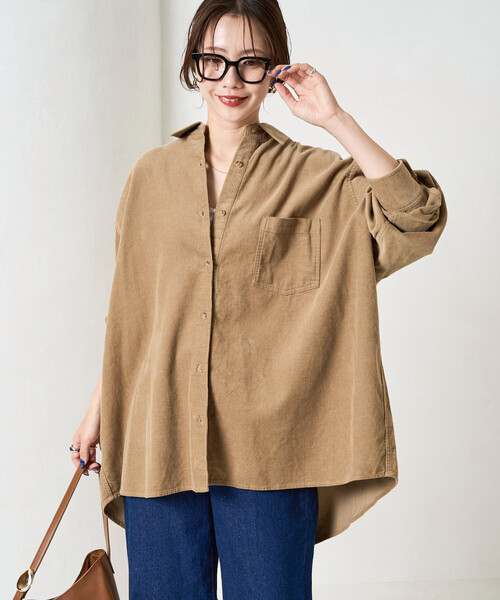 FREAK'S STORE（フリークスストア）の「限定展開　コーデュロイ オーバー シャツ（シャツ/ブラウス・レディース・ナチュラル/ベージュ/ブラック/サックスブルー・ﾌﾘ-）」の10枚目の写真