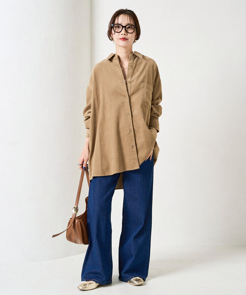 FREAK'S STORE（フリークスストア）の「限定展開　コーデュロイ オーバー シャツ（シャツ/ブラウス・レディース・ナチュラル/ベージュ/ブラック/サックスブルー・ﾌﾘ-）」の9枚目の写真