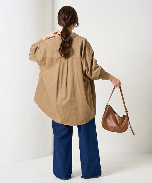 FREAK'S STORE（フリークスストア）の「限定展開　コーデュロイ オーバー シャツ（シャツ/ブラウス・レディース・ナチュラル/ベージュ/ブラック/サックスブルー・ﾌﾘ-）」の7枚目の写真