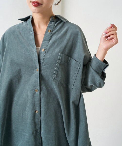 FREAK'S STORE（フリークスストア）の「限定展開　コーデュロイ オーバー シャツ（シャツ/ブラウス・レディース・ナチュラル/ベージュ/ブラック/サックスブルー・ﾌﾘ-）」の5枚目の写真