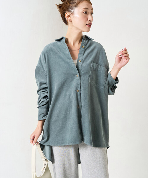 FREAK'S STORE（フリークスストア）の「限定展開　コーデュロイ オーバー シャツ（シャツ/ブラウス・レディース・ナチュラル/ベージュ/ブラック/サックスブルー・ﾌﾘ-）」の13枚目の写真